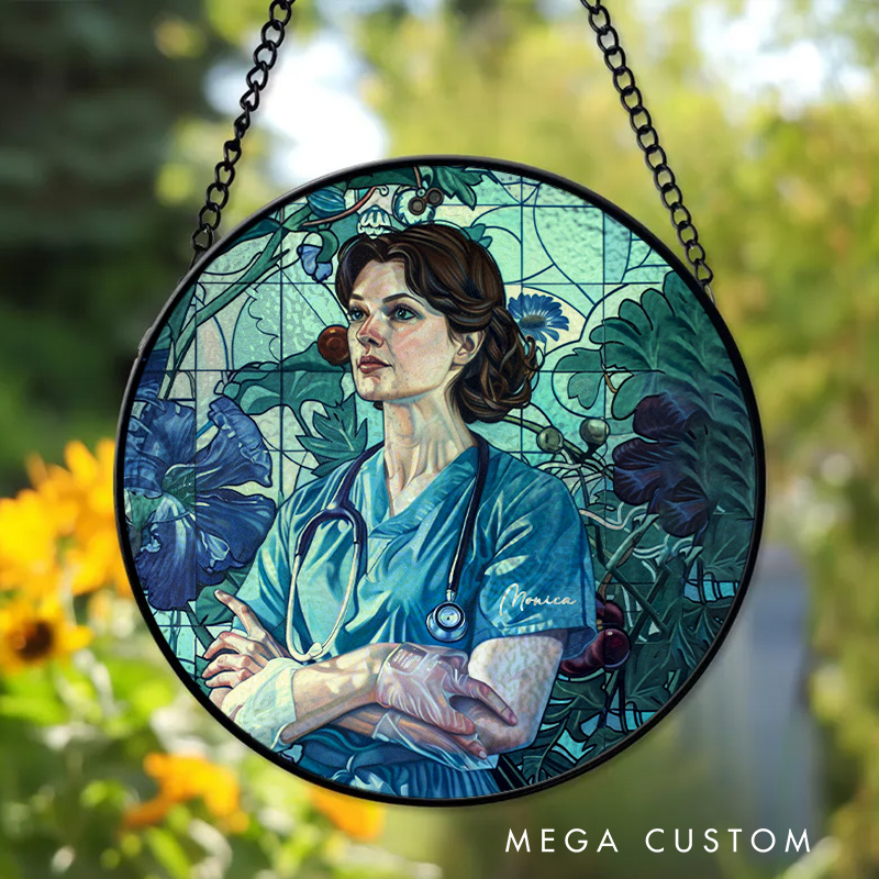 Personalized Modern Nurse Art Sun Catcher Custom Glass Plaque for Nurse 