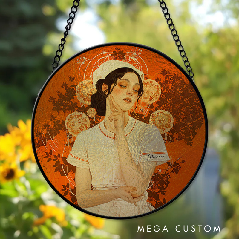 Personalized Elegant Nurse Art Sun Catcher Custom Glass Plaque for Nurse 