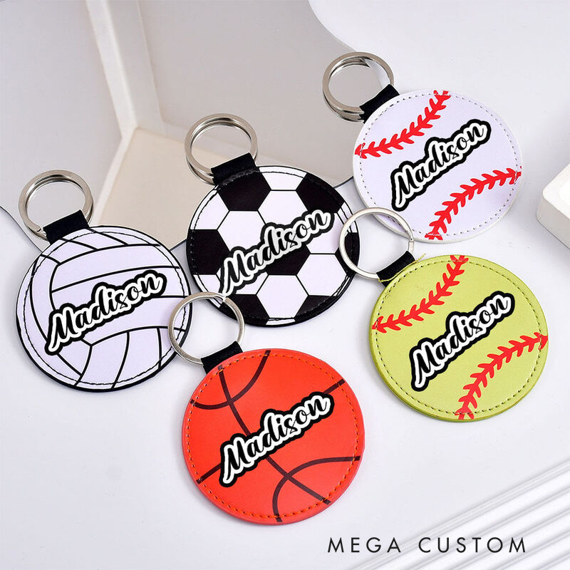 Personalized Sports Keychains Custom Name Embroidered Design