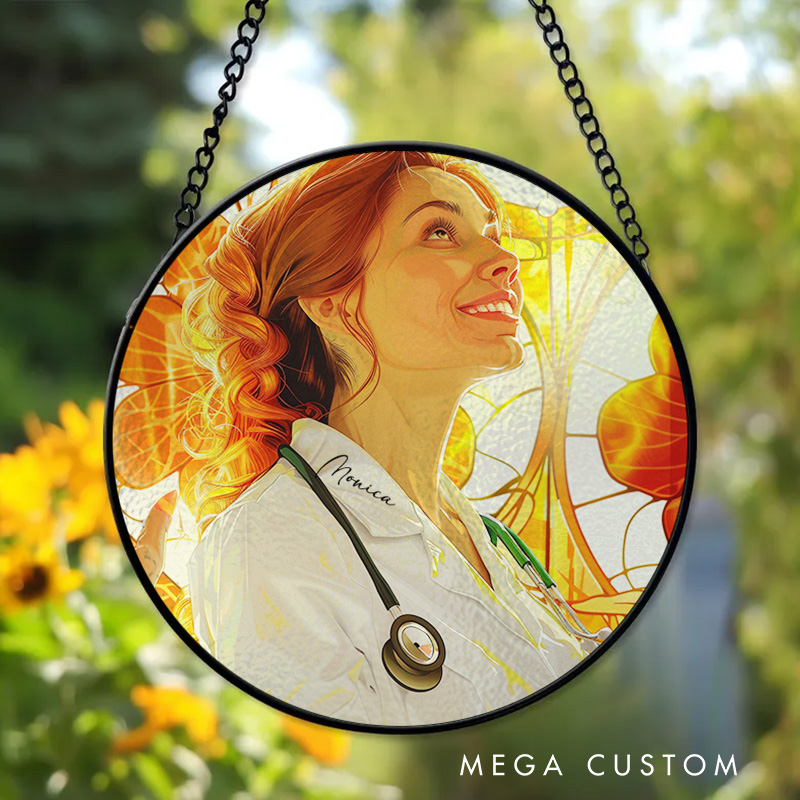 Personalized Radiant Nurse Art Sun Catcher Custom Glass Plaque for Nurse 