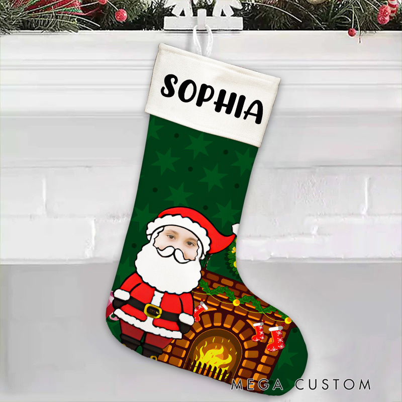 Personalized Santa with Gift Bag Christmas Stocking