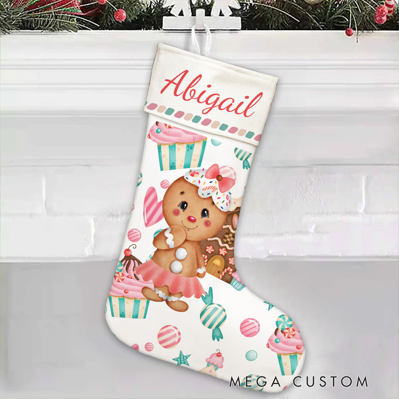 Personalized Gingerbread and Candy Christmas Stocking