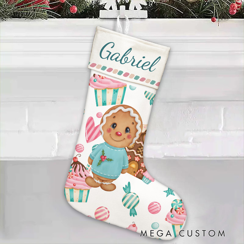 Personalized Gingerbread and Sweets Christmas Stocking