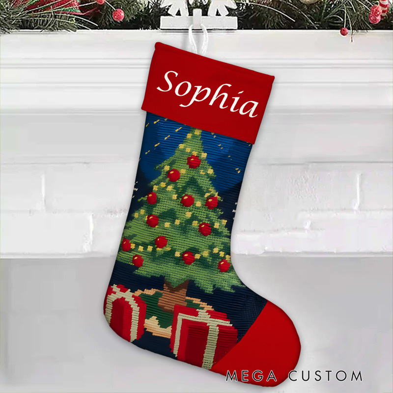 Personalized Christmas Tree and Gifts Christmas Stocking