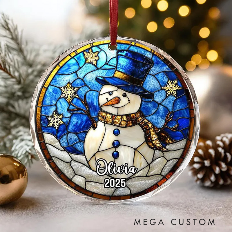 Personalized Stained Glass Style Art Santa Christmas Ornament Glass Ornament Art Lovers Christmas Gift Artistic Xmas Gift Christmas Decor