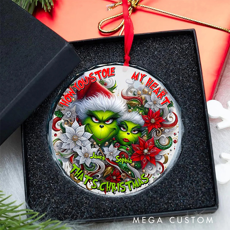 Personalized Monster Couple Movie Christmas Ornament Glass Ornament Art Lovers Christmas Gift Artistic Xmas Gift Christmas Decor