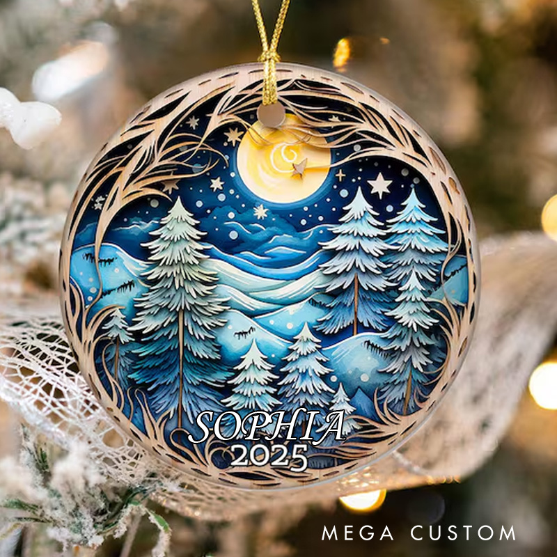 Personalized Papercutting style 2D the Eve Art Christmas Ornament Ceramic Ornament Art Lovers Christmas Gift Artistic Xmas Gift Christmas Decor