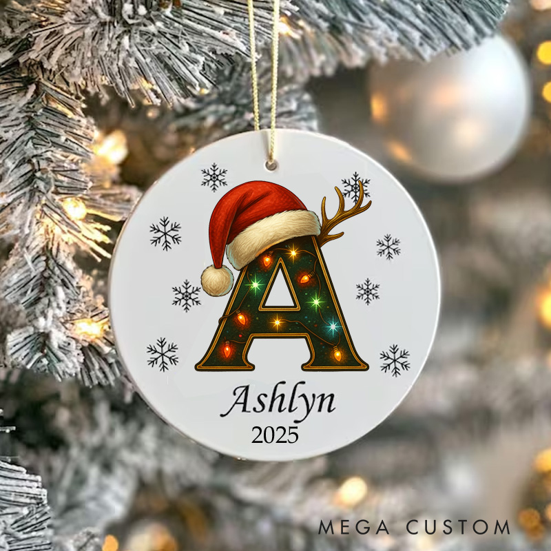 Personalized Sketch Style Monogram Art Ceramic Christmas Ornament Ornament Art Lovers Christmas Gift Artistic Xmas Gift Christmas Decor