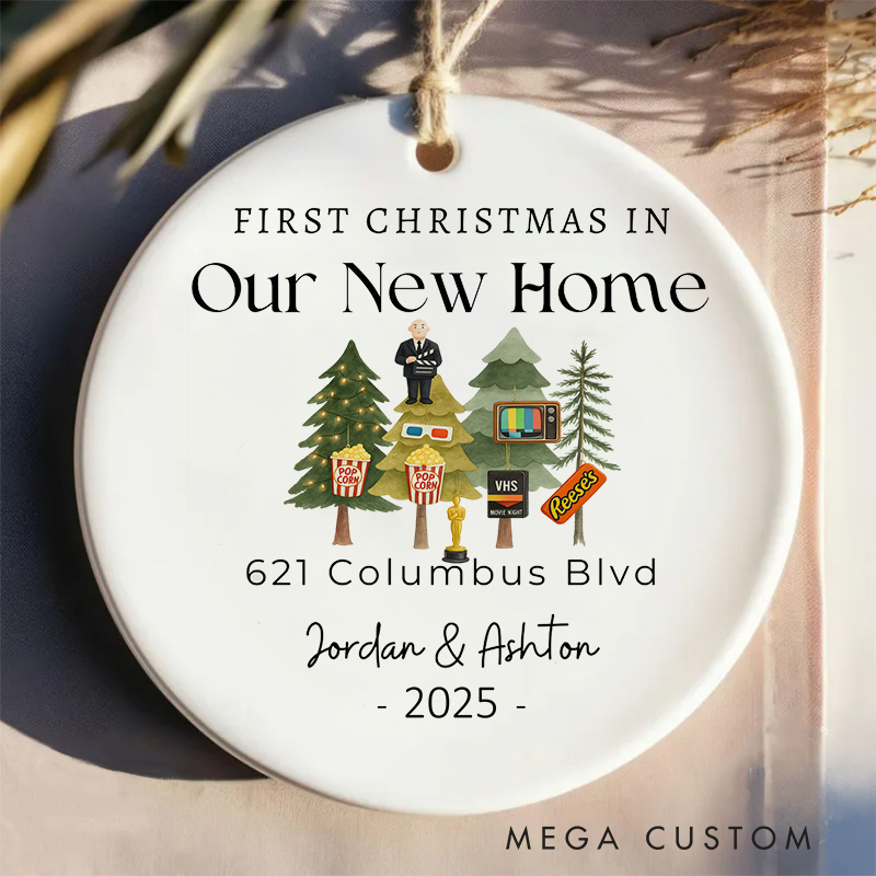 Personalized Movie Watching New Home Ceramic Christmas Ornament  Movie Lovers Christmas Gift Film Xmas Gift Christmas Decor