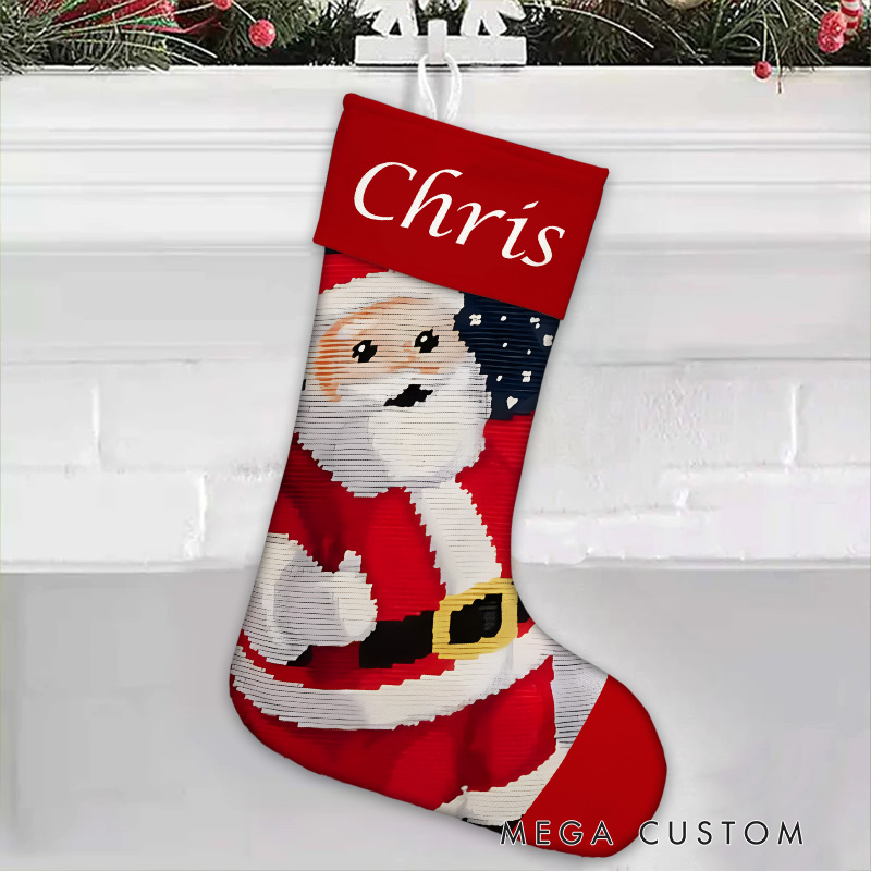 Personalized Santa with Candy Cane Christmas Stocking