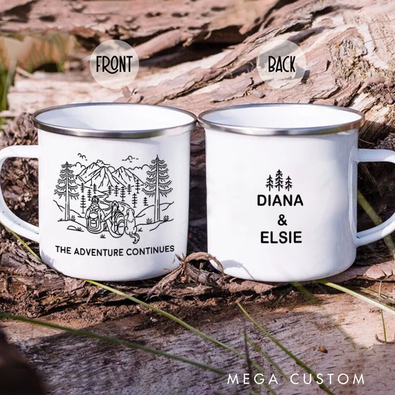 Personalized Hiking Couples with Dog Gift Outdoor Adventure Camping Mug Gift for Nature Lover