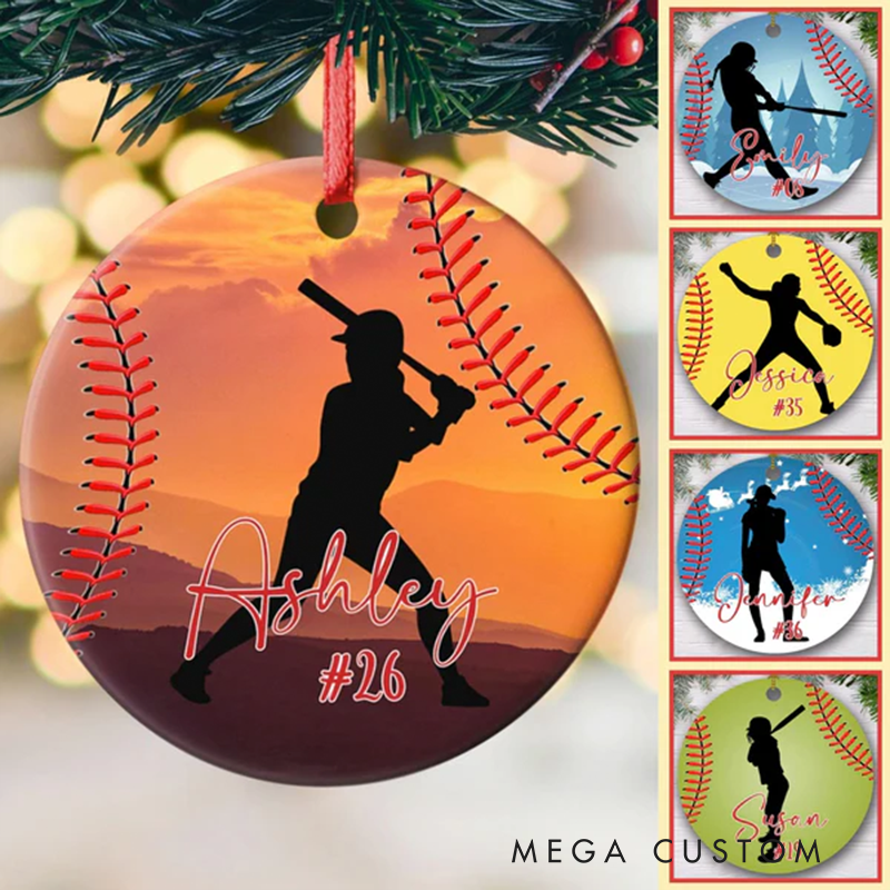 Personalized Baseball Ornament with Custom Name and Number Design