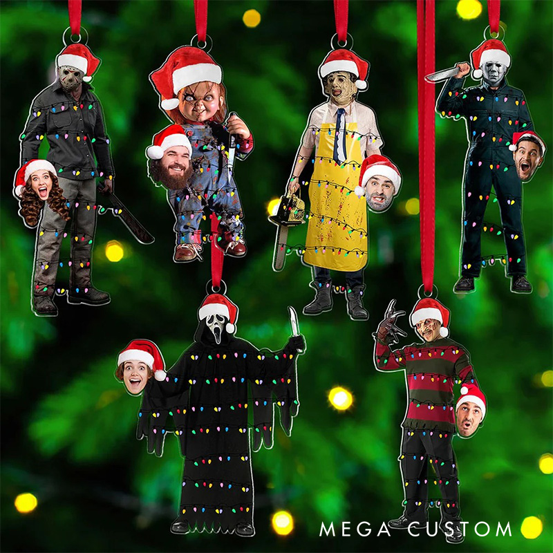 Personalized Funny Horror Movie Photo 2D Flat Acrylic Ornament Movie Christmas Gift Film Xmas Gift Christmas Decor