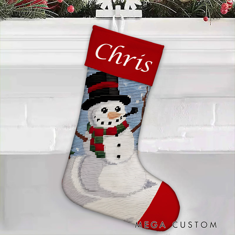 Personalized Snowman with Scarf Christmas Stocking