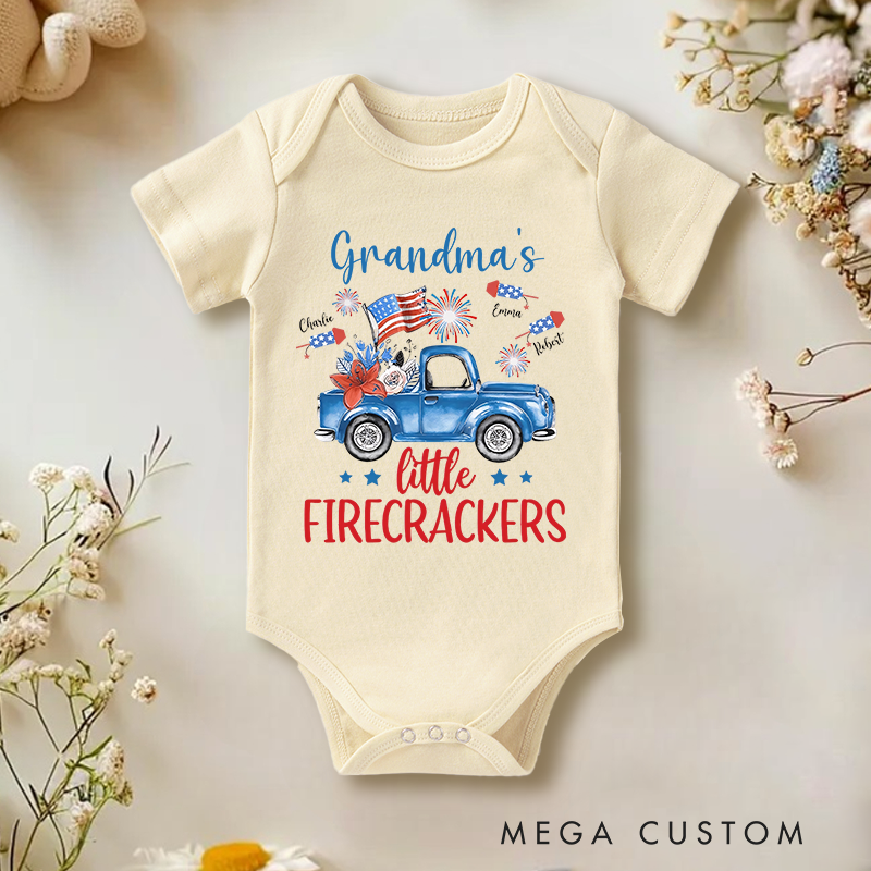 Personalized Patriotic 4th Of July Grandma Grandkid Name Baby Onesie Patriotic Gift for Grandma