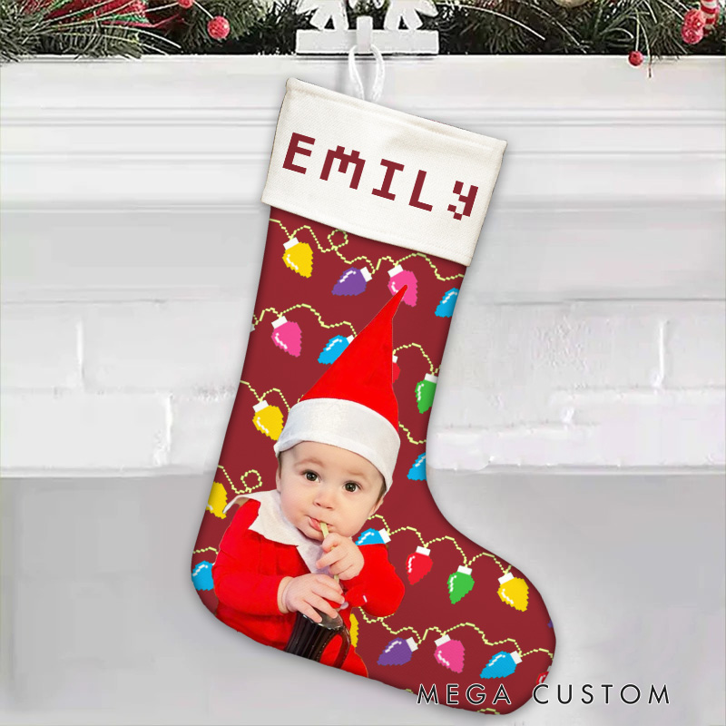 Personalized Cute Baby with Hearts Christmas Stocking