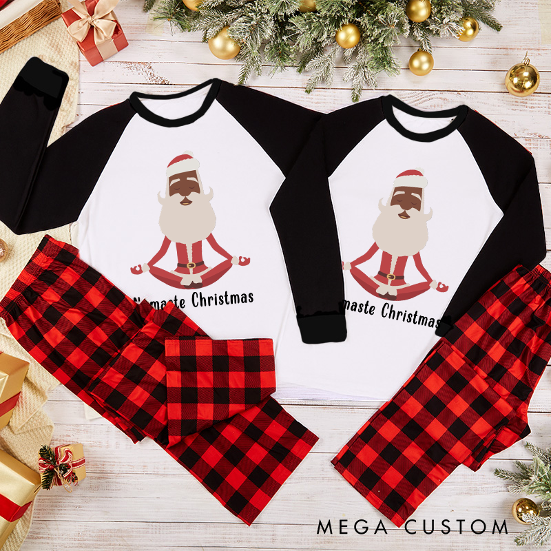 Personalized Yoga Christmas Pajamas Santa Meditation Design Matching Family Christmas Pajamas Christmas Gift Perfect for Holiday and Yoga Lover