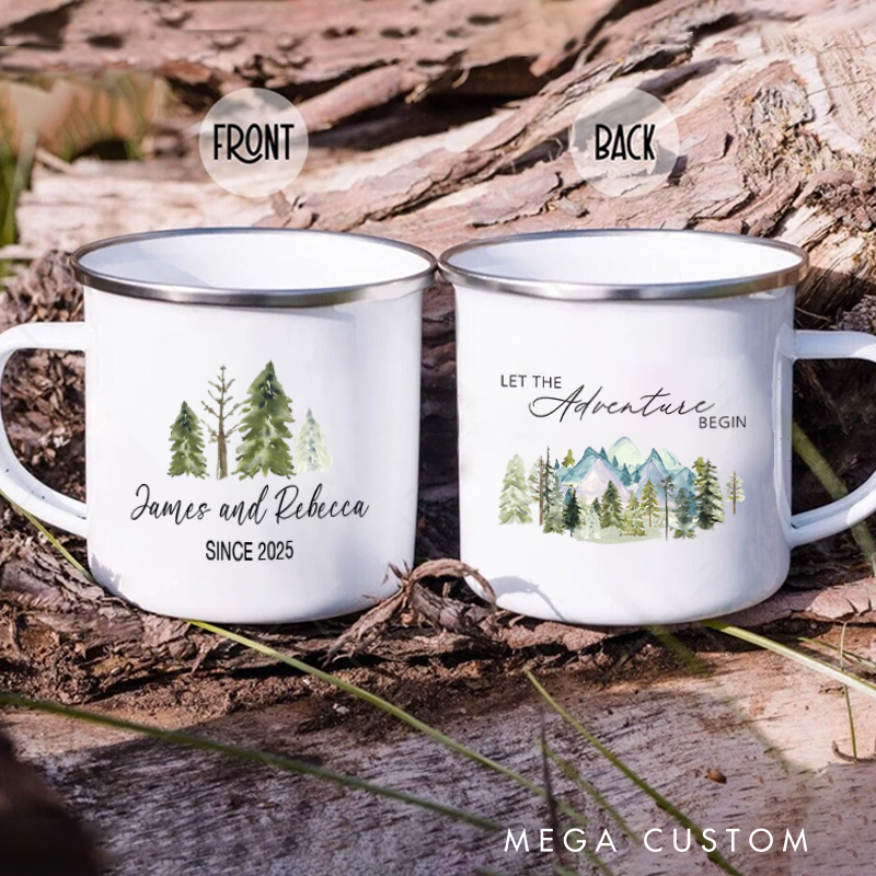 Personalized Funny Couple Camping Mug Outdoor Mountain Adventure Cup Gift for Hiking Lover