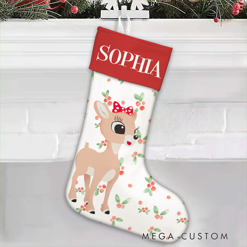 Personalized Reindeer with Ornaments Christmas Stocking