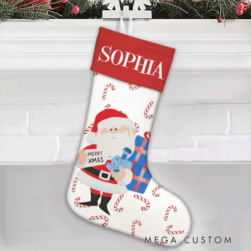 Personalized Santa with Train Christmas Stocking