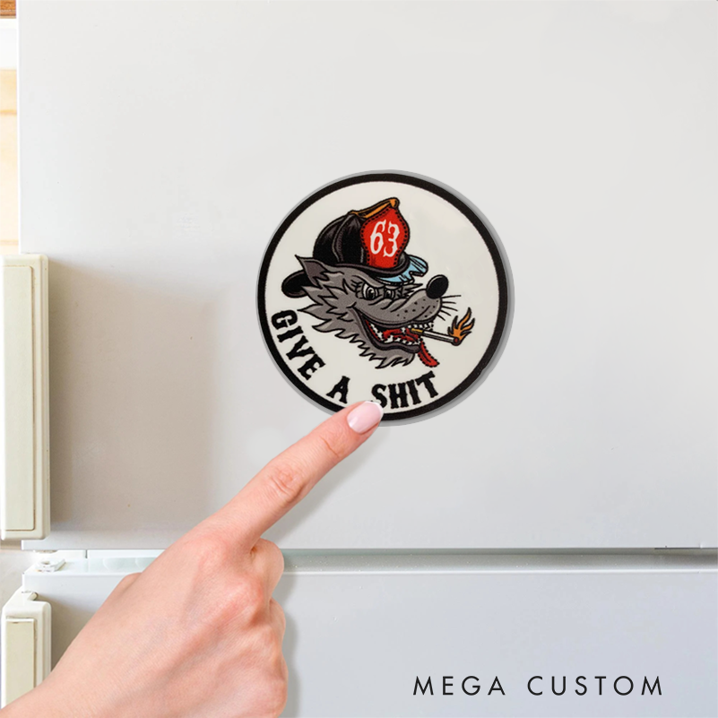 Personalized Firefighter Wolf Design Magnetic Fridge Sticker Gift for Firefighters