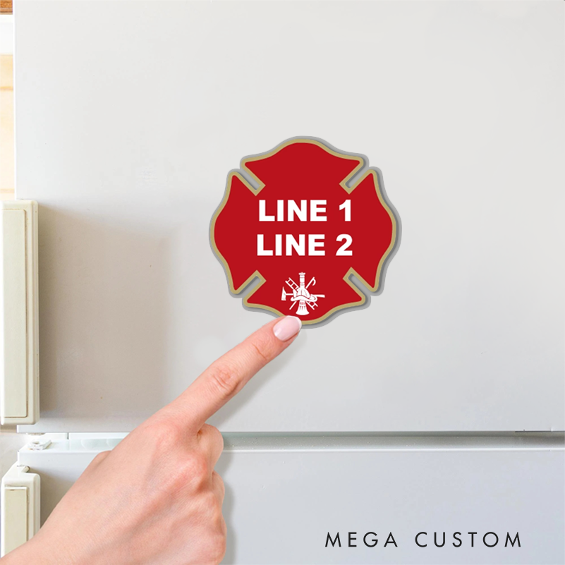 Personalized Firefighter Maltese Cross Design Magnetic Fridge Sticker Gift for Firefighters