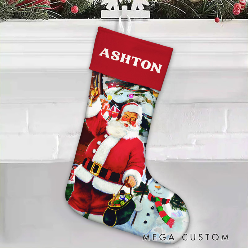 Personalized Santa with Toys Christmas Stocking