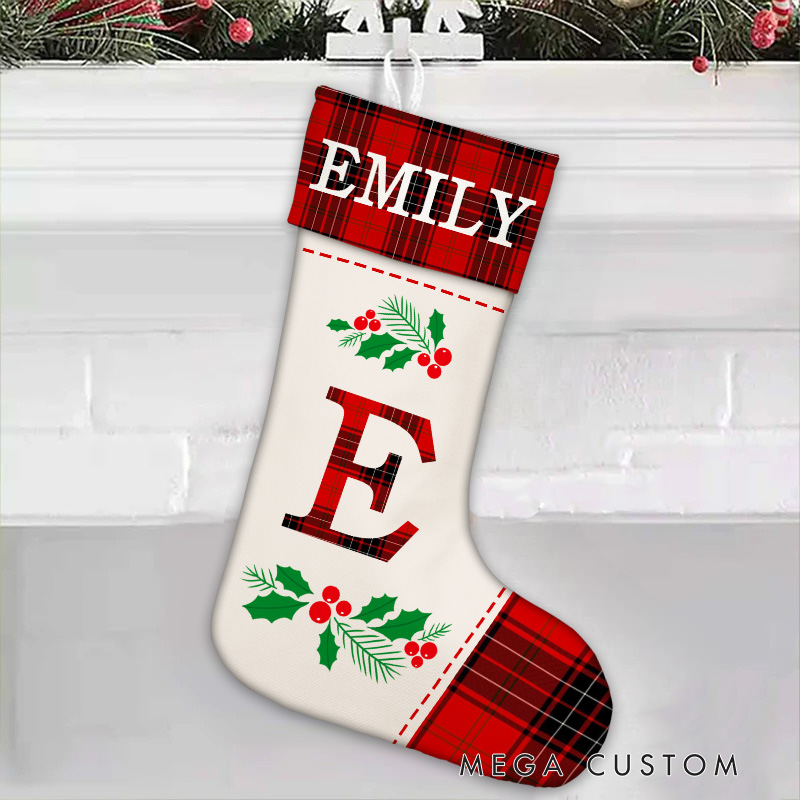 Personalized Holly Initial Christmas Stocking