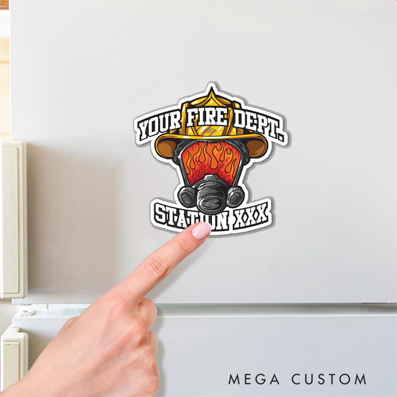 Personalized Firefighter Helmet Design Magnetic Fridge Sticker Gift for Firefighters