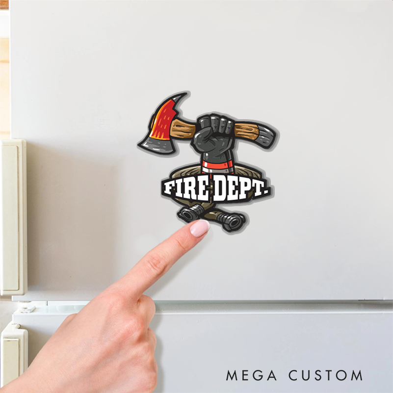 Personalized Firefighter Axe and Hose Design Magnetic Fridge Sticker Gift for Firefighters