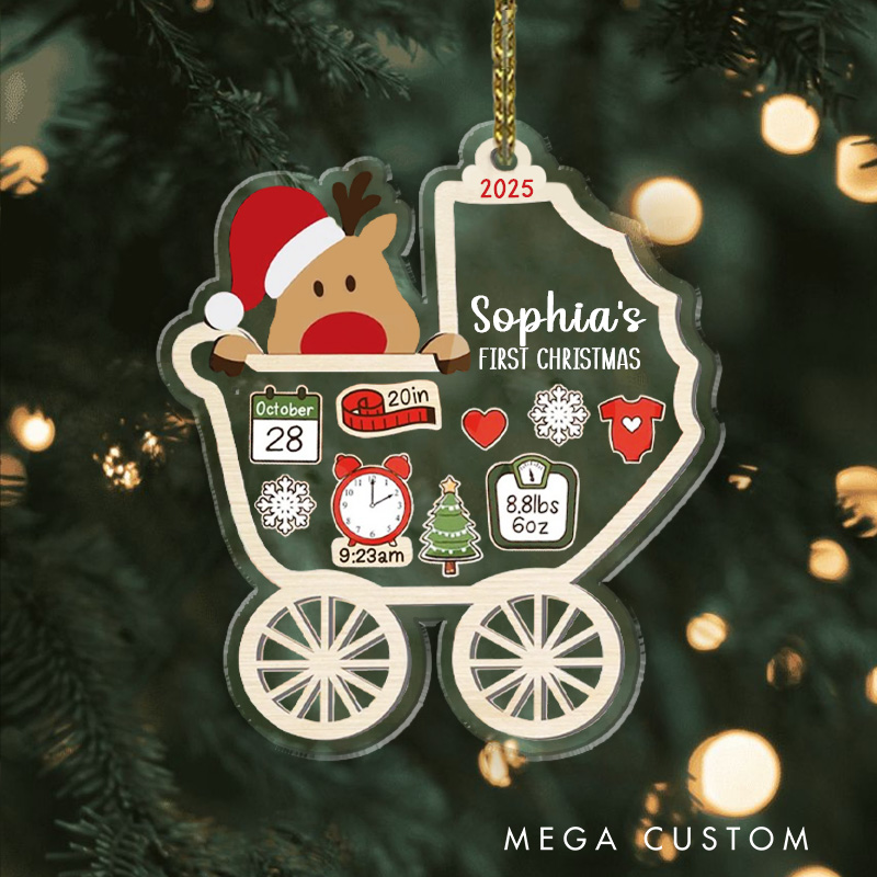 Personalized Babys First Christmas Ornament 2025 New Baby Gift 2D Babies Ornament Baby Name Xmas Keepsake