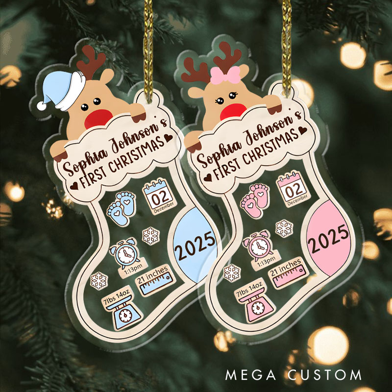 Personalized Baby's First Christmas Ornament Baby New Born Ornament Baby Xmas Shower Gift