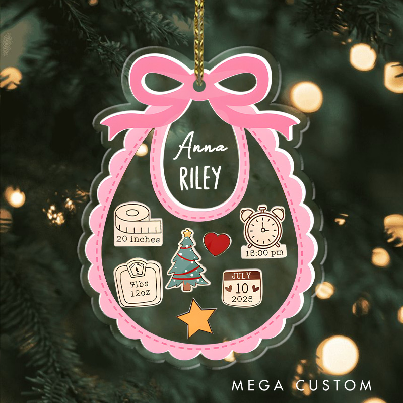 Personalized Baby's First Christmas Ornament: 4D Shaker Ornament