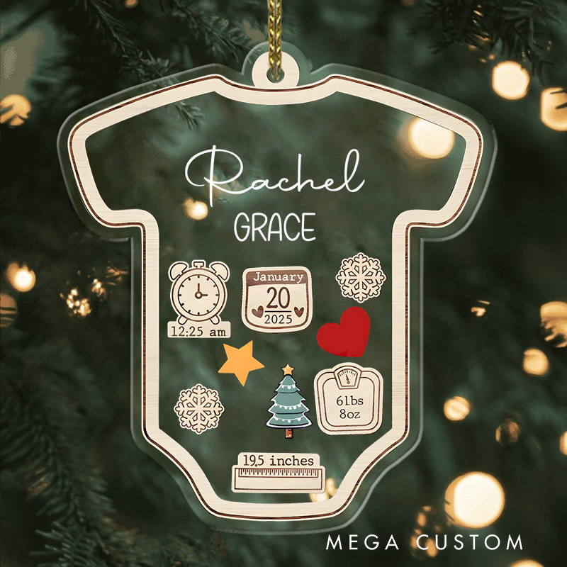 Personalized Baby Christmas Ornament Baby Name Newborn Gift 2D Babies Ornament Baby Keepsake
