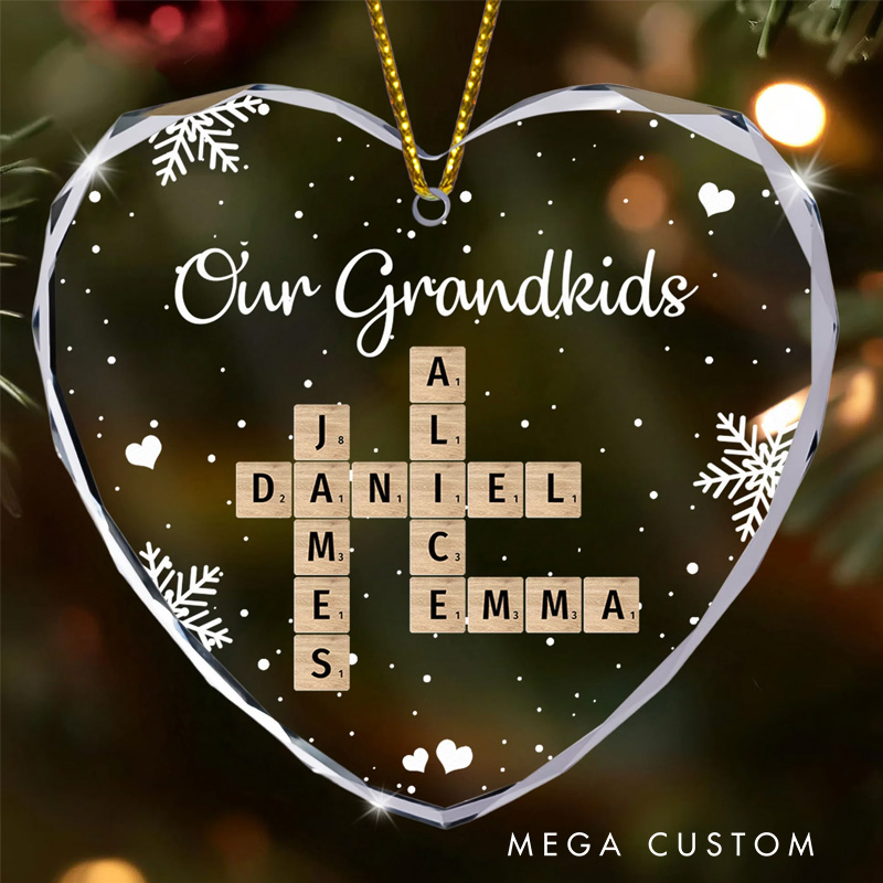 Personalized Our Grandkids Scrabble Heart Acrylic Ornament