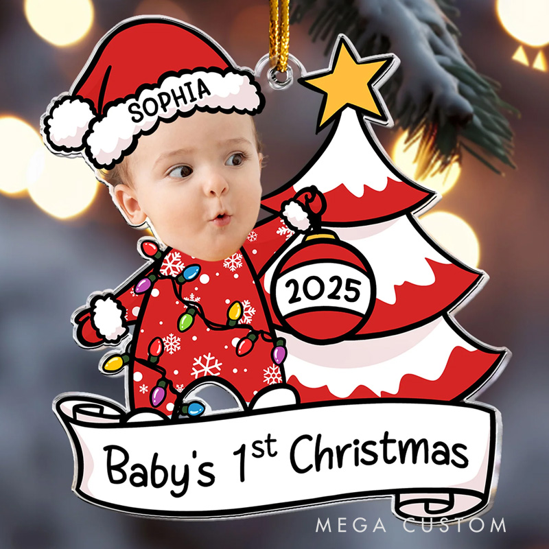 Personalized Baby's First Christmas Acrylic Photo Ornament