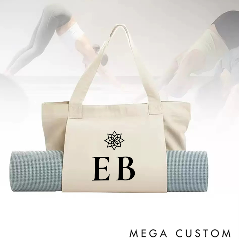 Personalized Yoga Mat Tote Bag Eco-Conscious Cotton Tote Bag Canvas Mindfulness Tote Bag Perfect Gift for Yoga and Fitness Enthusiasts