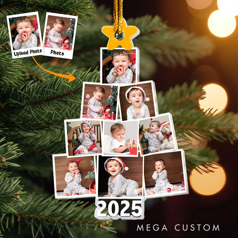 Personalized Newborn Baby Christmas Tree Babys Photo First Christmas Ornament