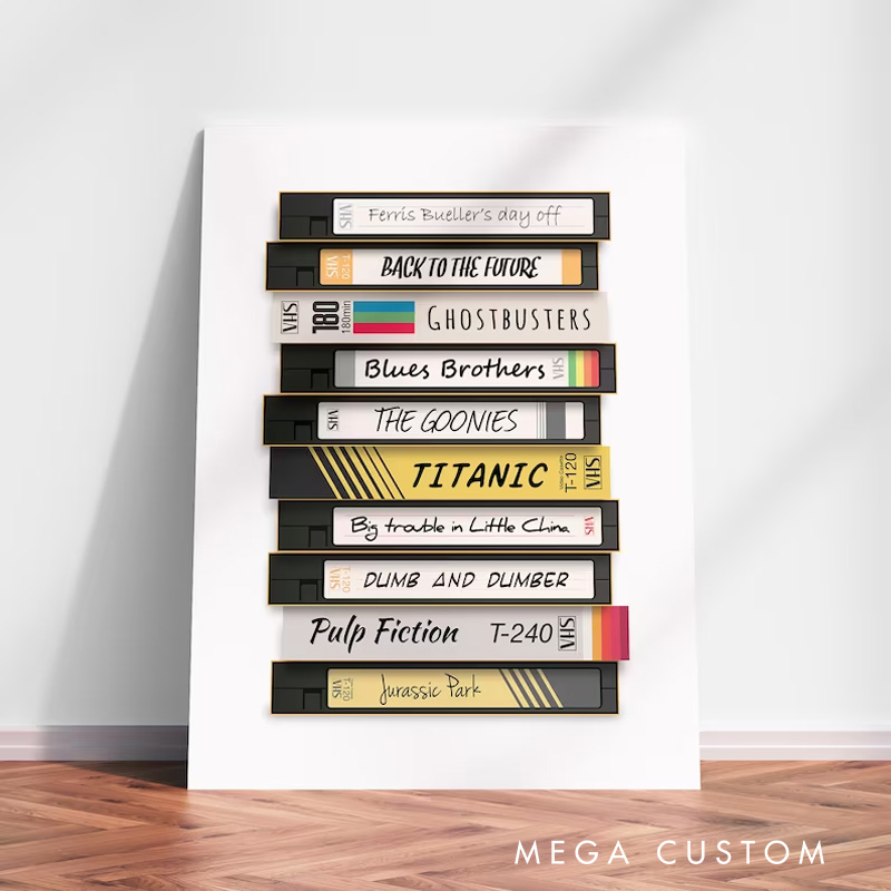 Personalized Video Tape Poster VHS Without Frame Custom Film Lover Art Gift for film fans Wall Decor