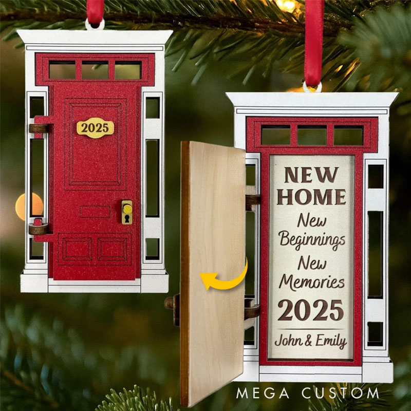 Personalized Wooden Ornament Custom Anniversary Christmas Wedding Gifts For Husband and Wife Him and Her Home Sweet New Home