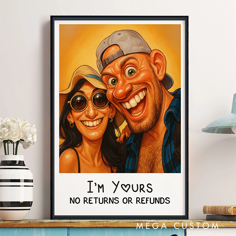 Personalized Wall Art For Funny Couples Poster Without Frame Custom Art Lover Gift Custom Portrait