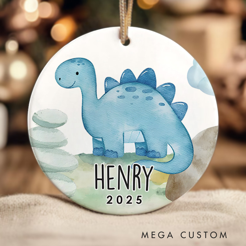 Personalized Dino Christmas Ornament Kids Name Christmas Keepsake