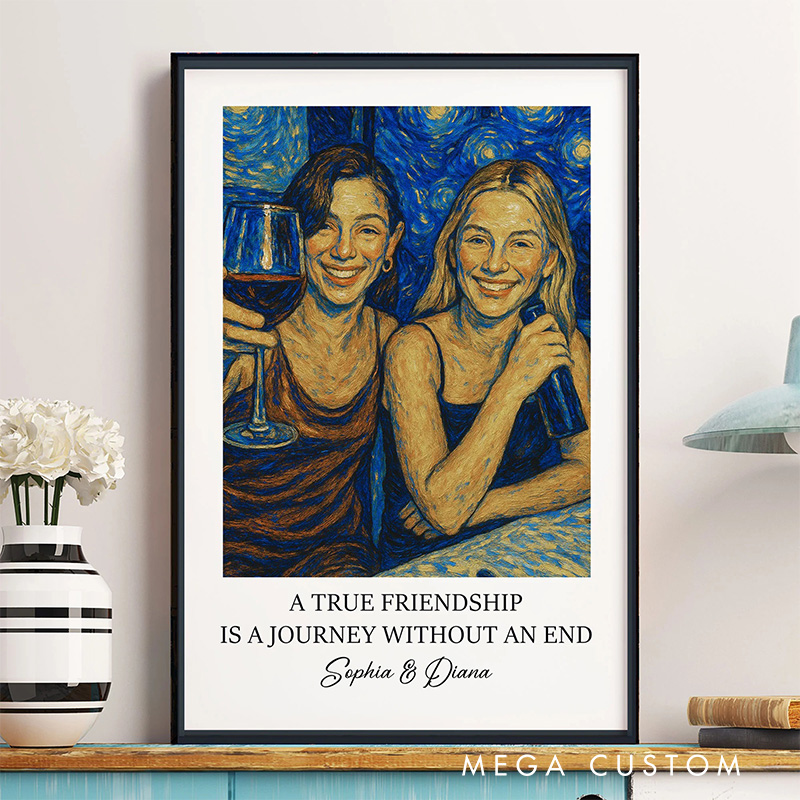 Personalized A True Friendship Is A Journey Wall Art For Friends Besties Poster Without Frame Custom Art Lover Gift Custom Portrait
