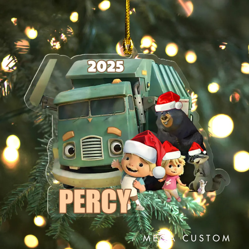 Personalized Christmas Ornament Trash Truck Cutout Ornament Trash Truck Christmas Ornament 