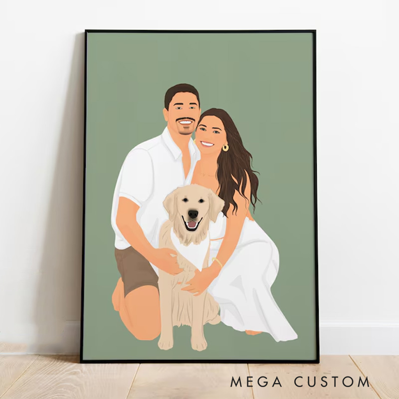 Personalized Faceless Portrait Wall Art For Couples Pets Family Poster Without Frame Custom Art Lover Gift Custom Portrait