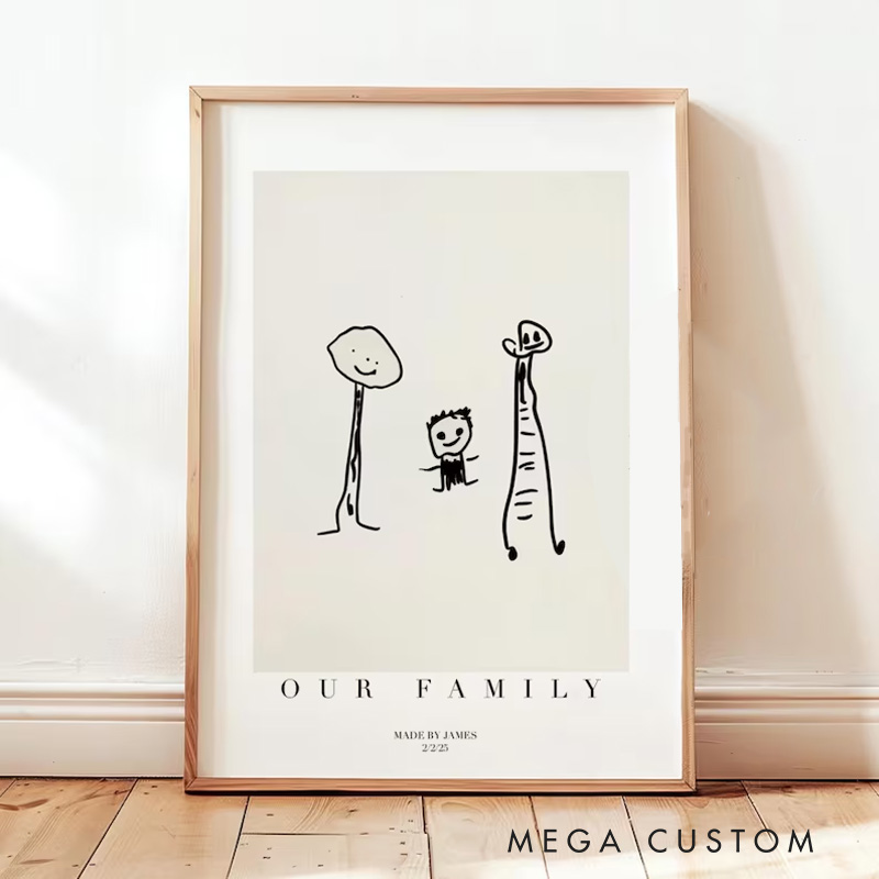 Personalized Kids Drawing Gift for Kid Wall Art Poster Without Frame Drawing Portrait Kids Custom Art