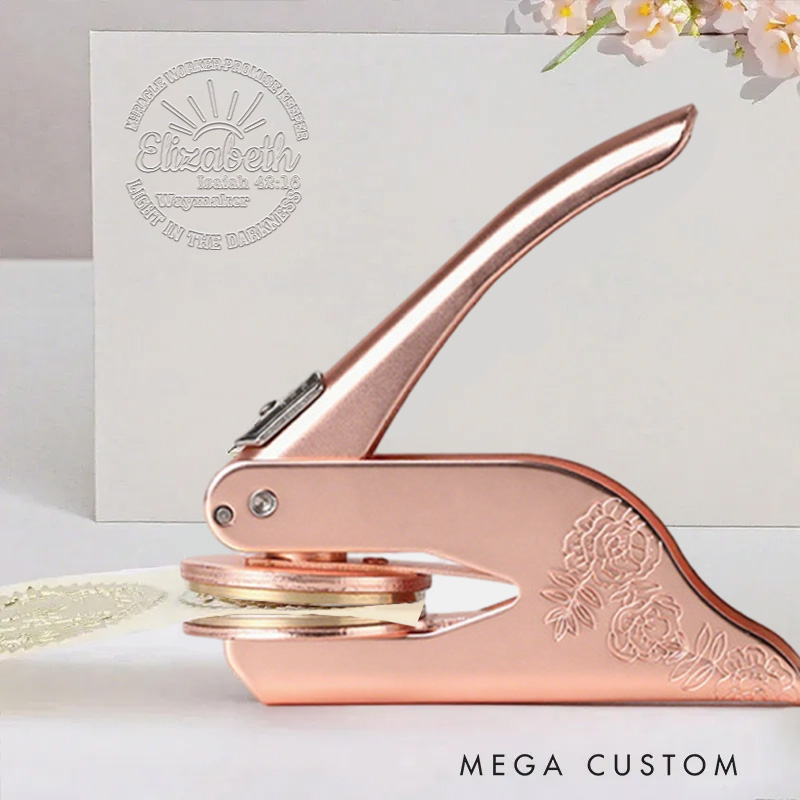 Personalized Sun Waymaker Book Embosser Hand Held Embosser Embossing Stamp with Name Religion Gift for Bookworm Christian