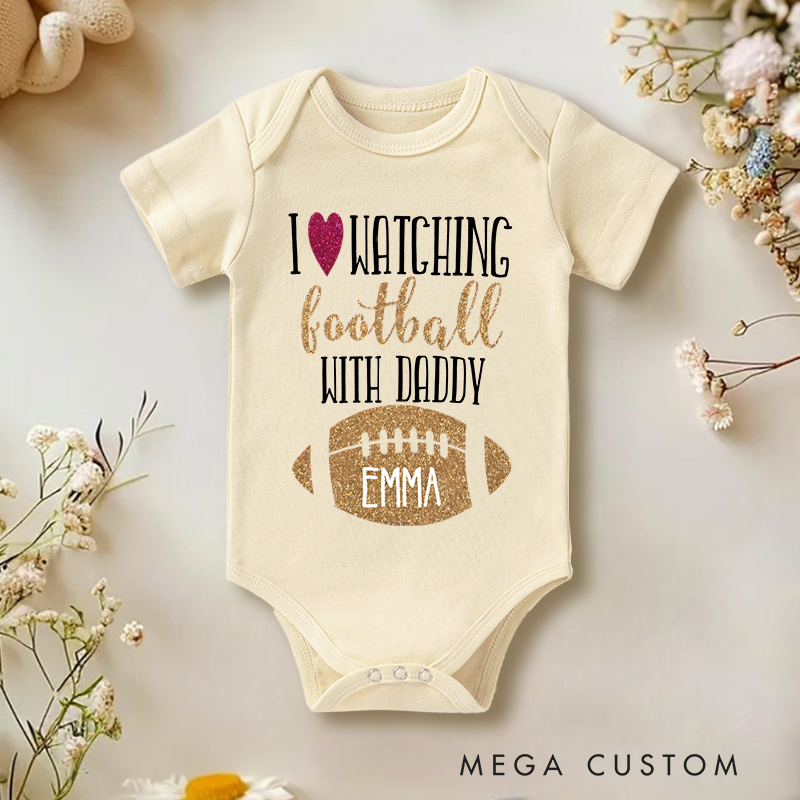 Personalized I Love Watching Football with Daddy Baby Onesie Father's Day Gifts