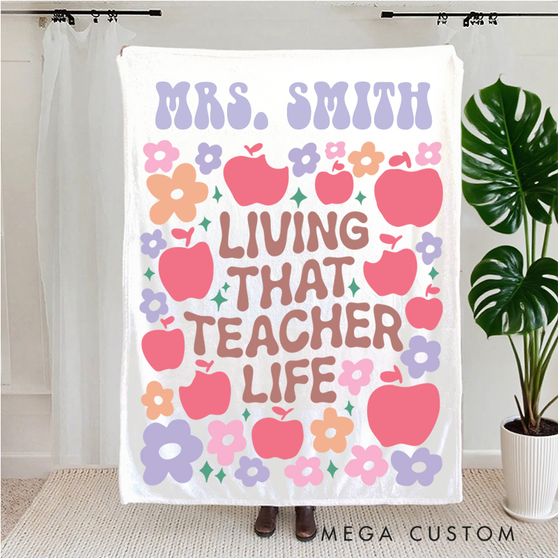 Personalized Teacher Name Blanket Cute Design Teacher Blanket Gift for Teacher