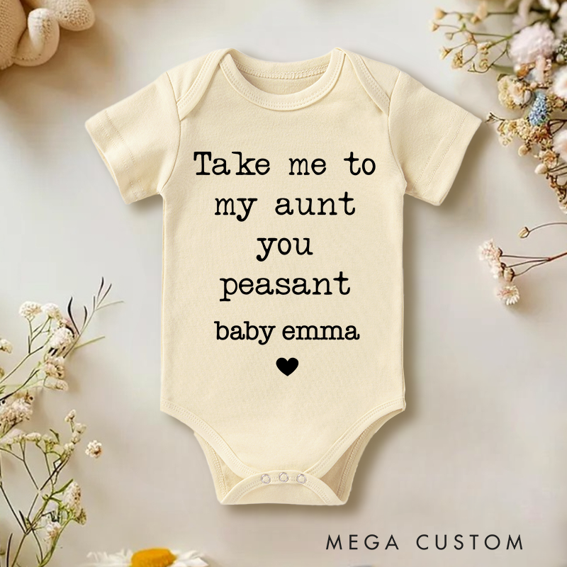 Personalized Take Me To My Aunt Peasant Baby Onesie Baby Shower Gift